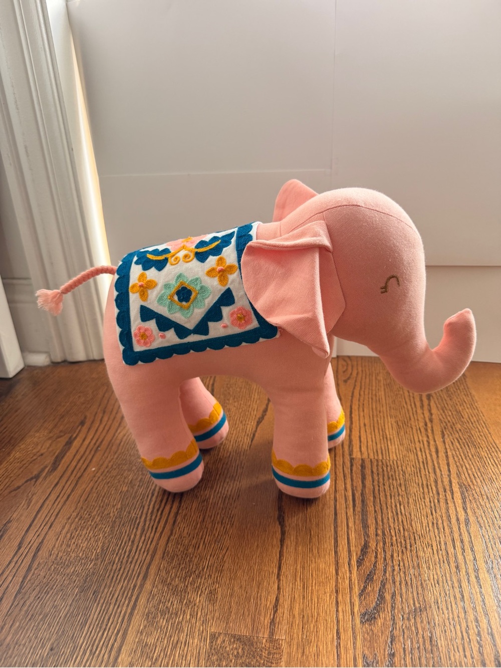 NWOT Pink Embroidered Elephant Plush Toy